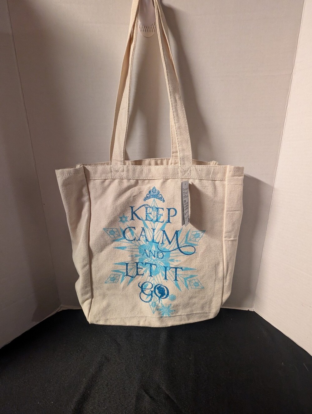 NWT Disney Store Frozen Cotton Canvas Tote Bag KEEP CALM AND LET IT GO Elsa Anna